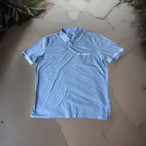 UNTUCKit Large Men’s Caesar Stretch No Sweat Polo Shirt With Tipping Light Blue
